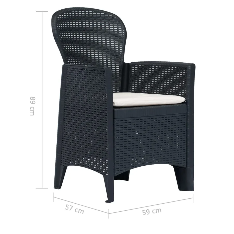 Ensemble à manger d'extérieur 5 pcs Plastique Aspect de rotin - 11