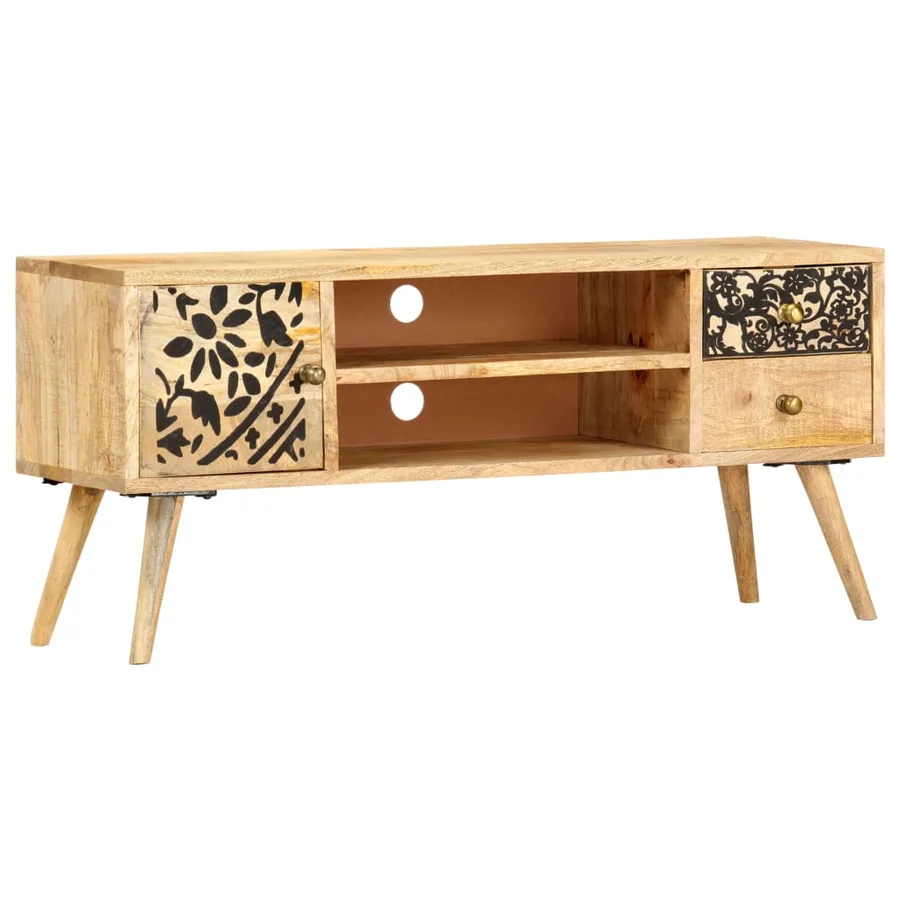 Meuble TV 100x30x45 cm bois massif de manguier - 10