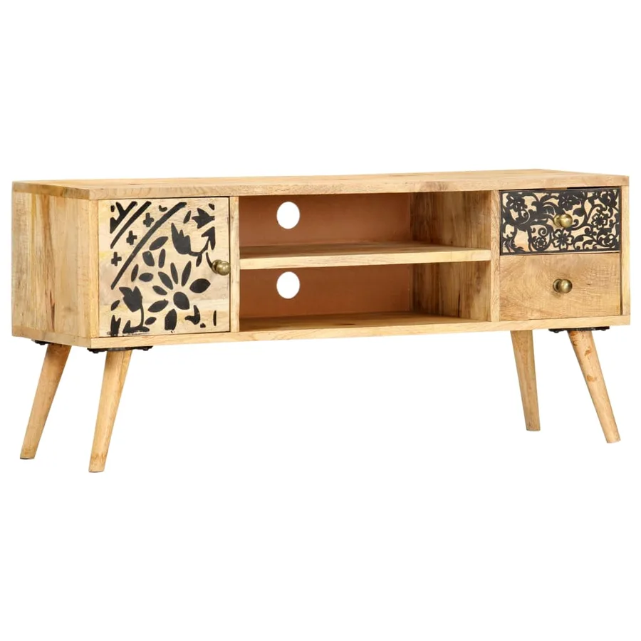 Meuble TV 100x30x45 cm bois massif de manguier - 11