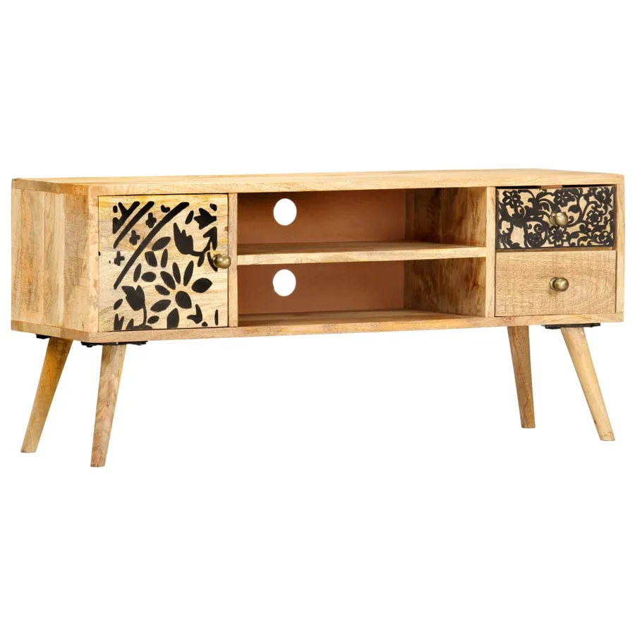 Meuble TV 100x30x45 cm bois massif de manguier - 12