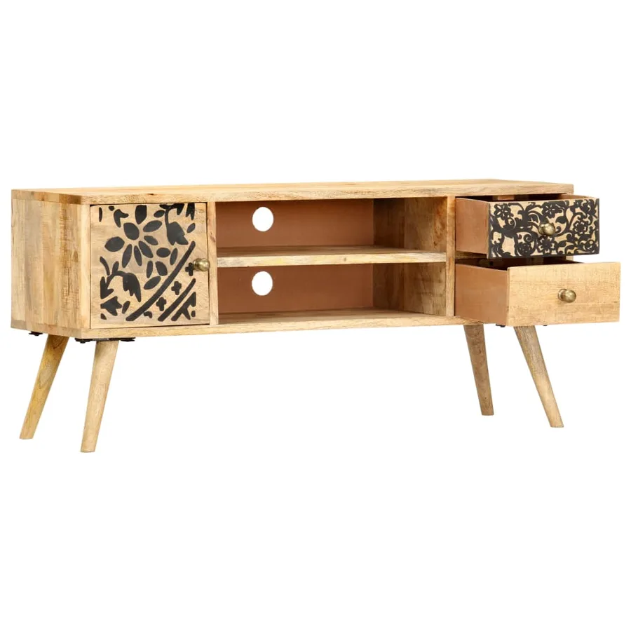 Meuble TV 100x30x45 cm bois massif de manguier - 2