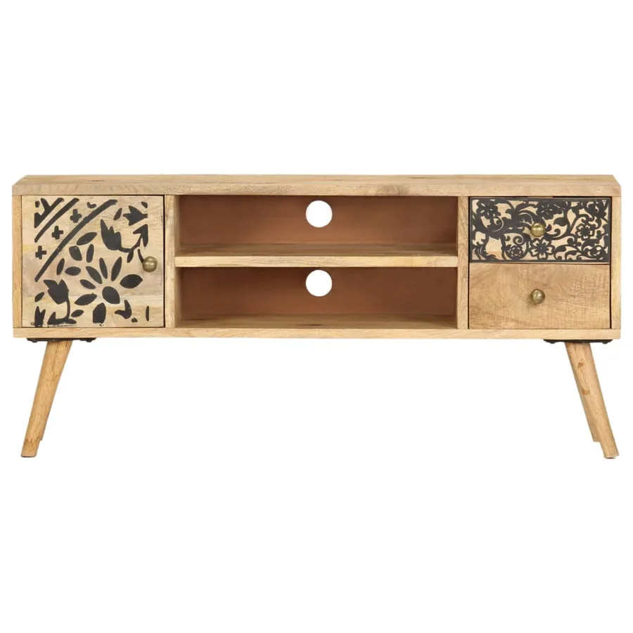 Meuble TV 100x30x45 cm bois massif de manguier - 3