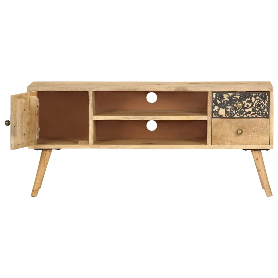 Meuble TV 100x30x45 cm bois massif de manguier - 4