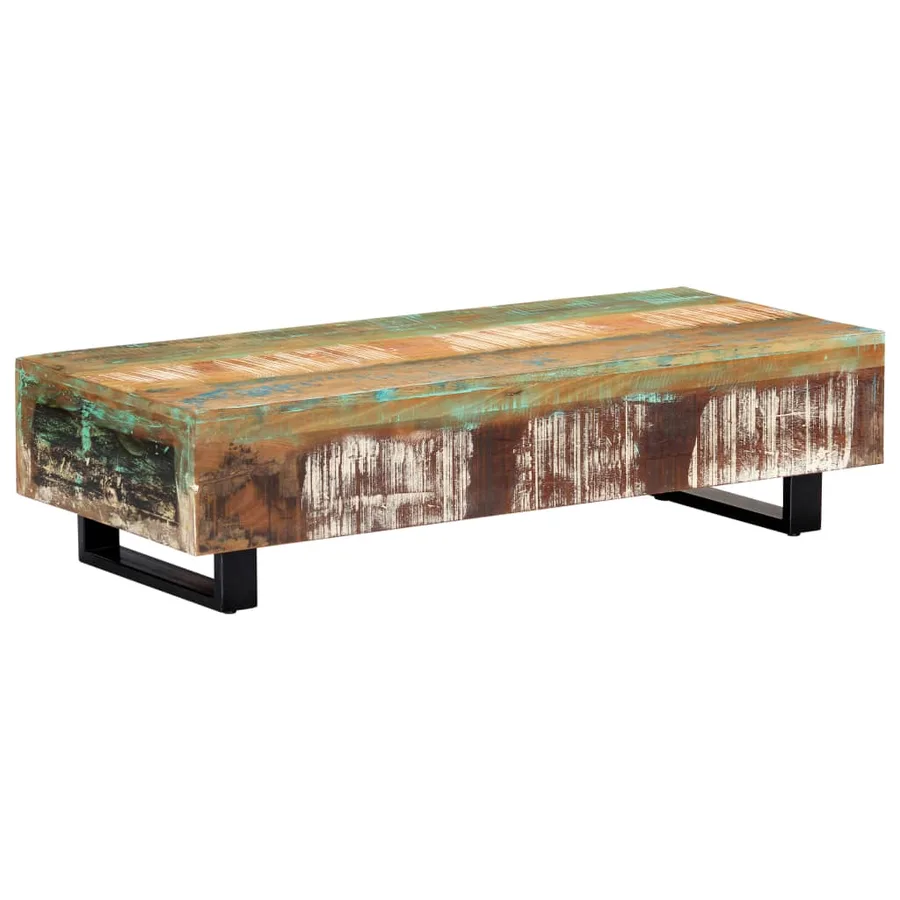 Table basse 120x50x30 cm Bois de récupération solide et acier - 10