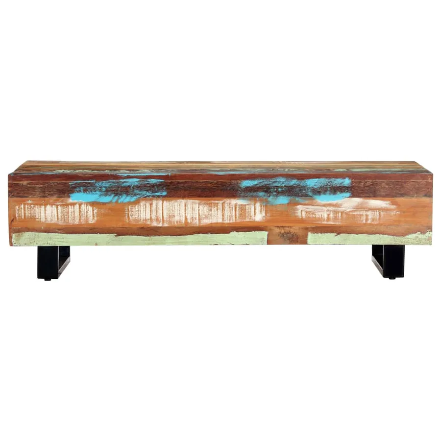 Table basse 120x50x30 cm Bois de récupération solide et acier - 2