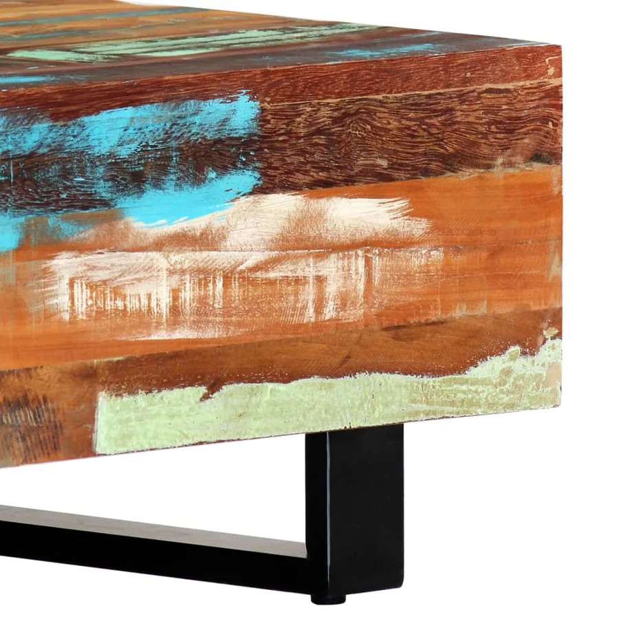 Table basse 120x50x30 cm Bois de récupération solide et acier - 4