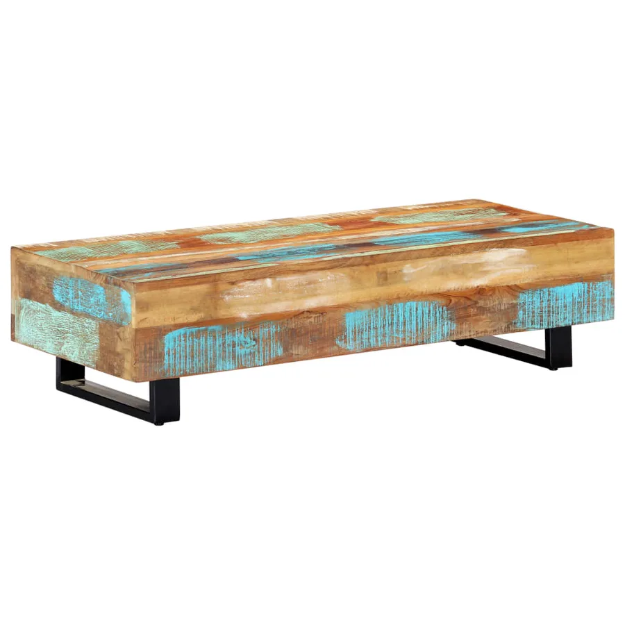 Table basse 120x50x30 cm Bois de récupération solide et acier - 7