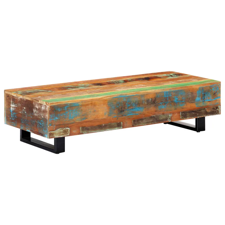 Table basse 120x50x30 cm Bois de récupération solide et acier - 8