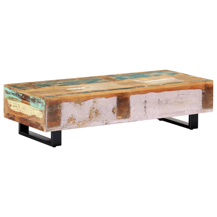 Table basse 120x50x30 cm Bois de récupération solide et acier - 9