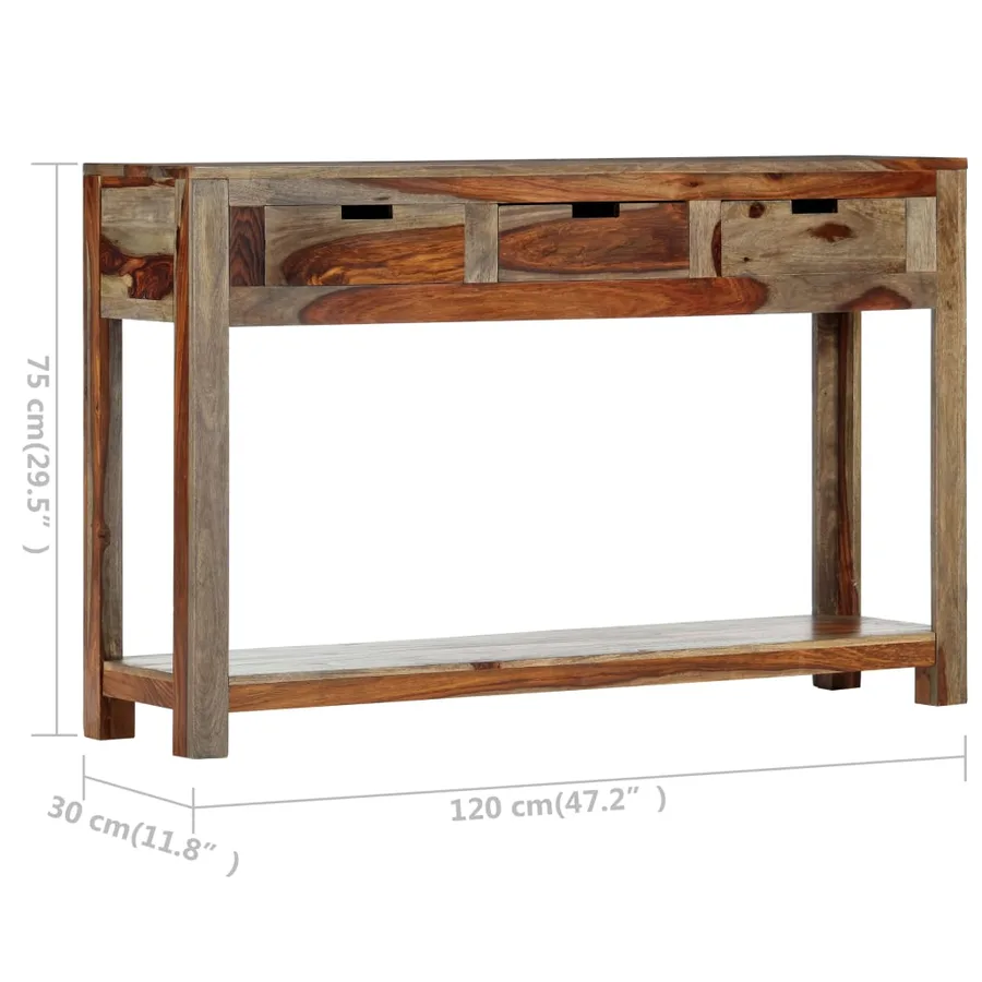 Table console avec 3 tiroirs 120x30x75 cm Bois massif - 10