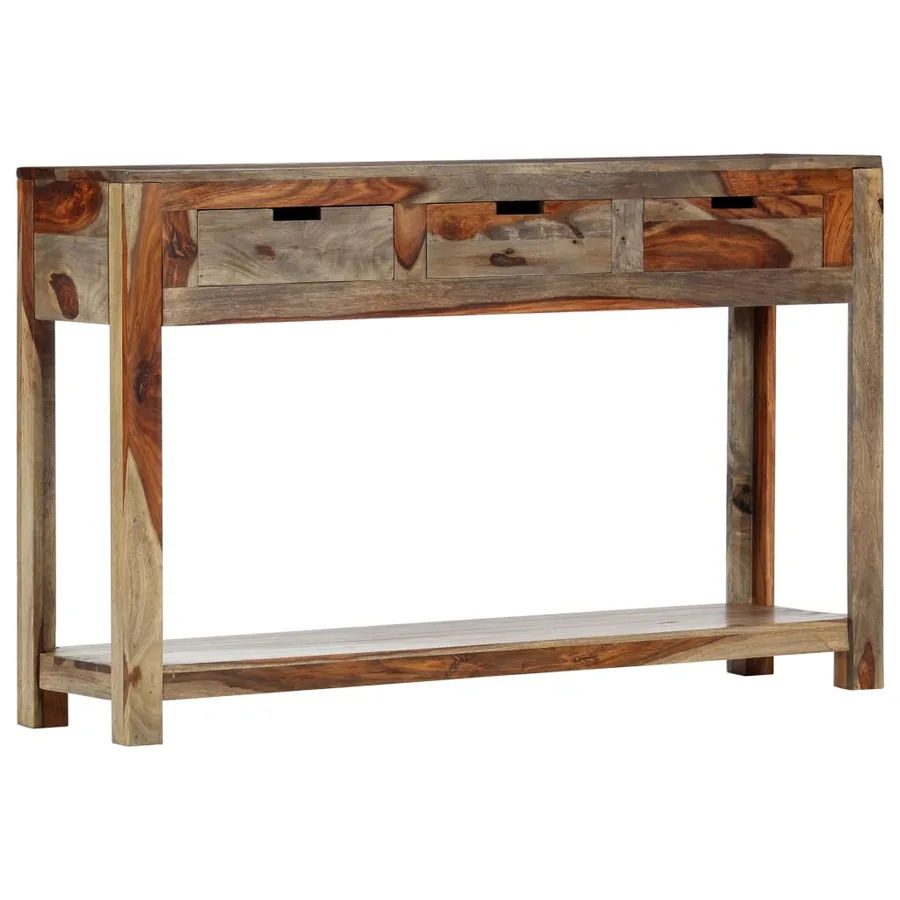 Table console avec 3 tiroirs 120x30x75 cm Bois massif - 11