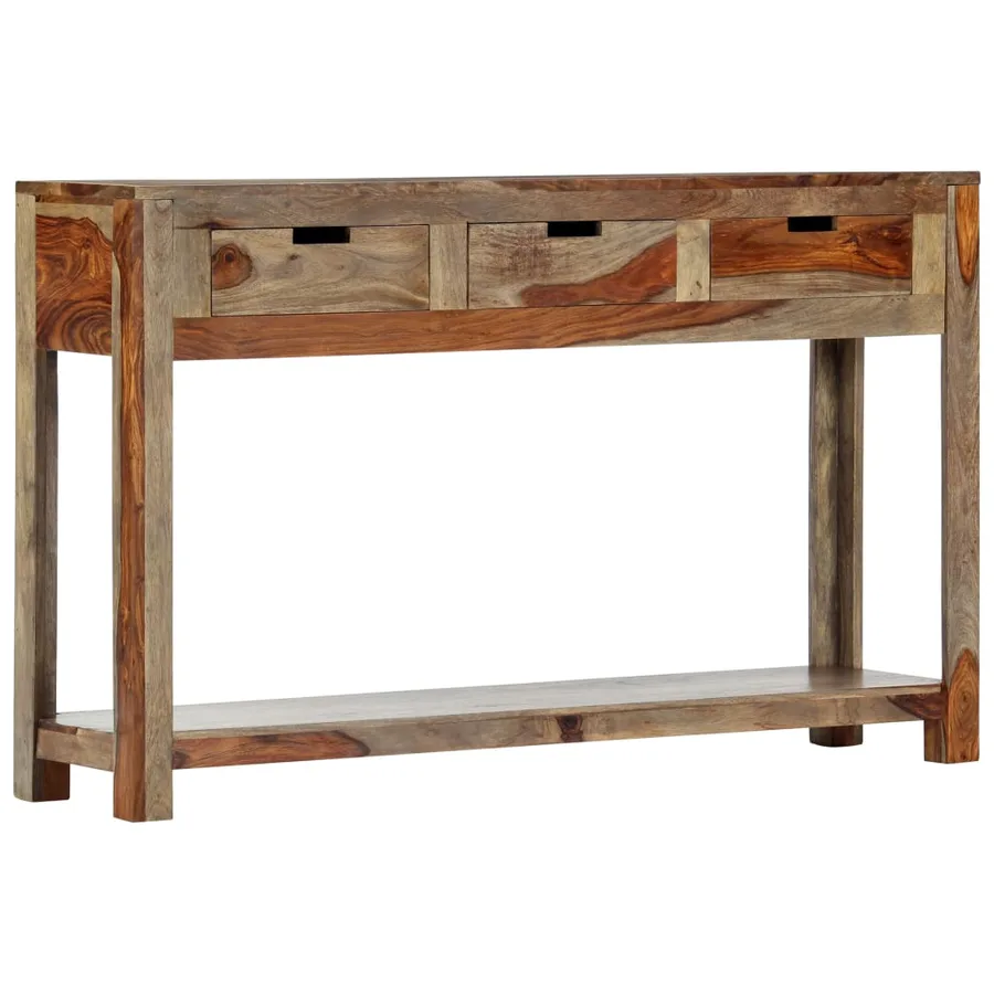 Table console avec 3 tiroirs 120x30x75 cm Bois massif - 12