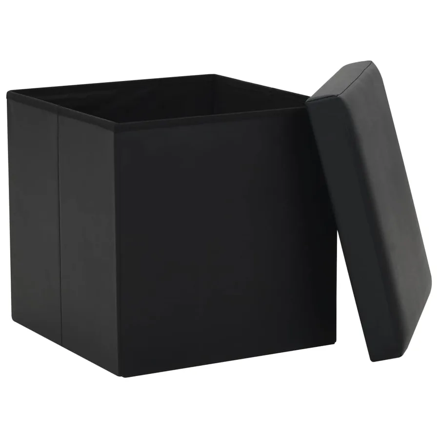 Tabouret de rangement pliable Noir Similicuir - 3