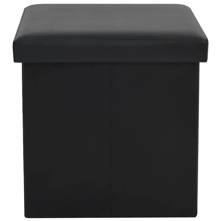 Tabouret de rangement pliable Noir Similicuir - 5