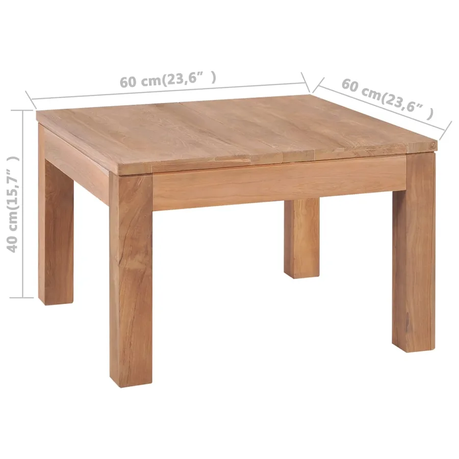 Table basse Bois de teck et finition naturelle 60x60x40 cm - 8