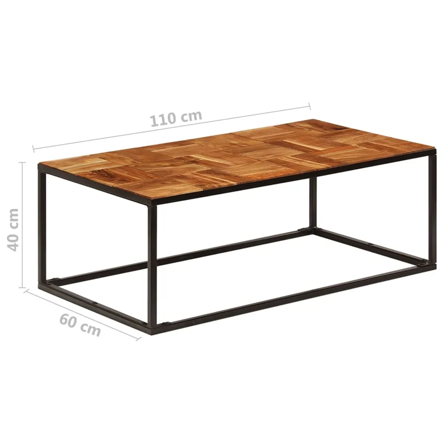 Table basse 110x60x40 cm Bois d'acacia solide et acier - 7