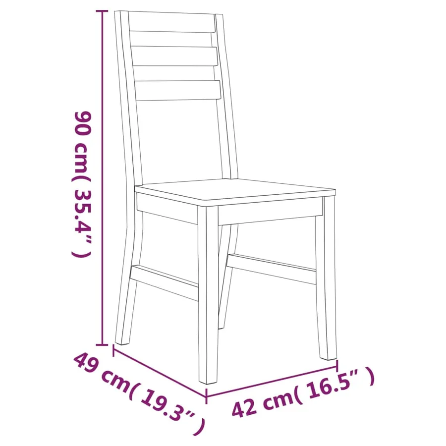 Chaises à manger lot de 2 bois d'acacia solide - 7