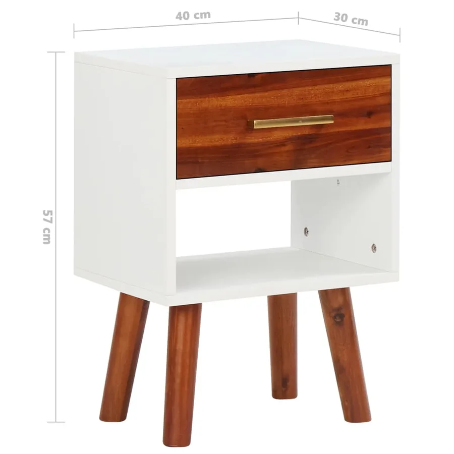 Tables de chevet 2 pcs Bois d'acacia massif 40x30x57 cm - 8