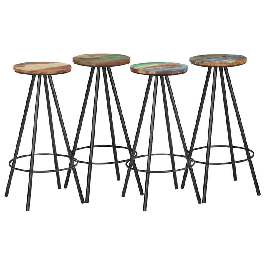 Tabourets de bar lot de 4 bois massif de récupération