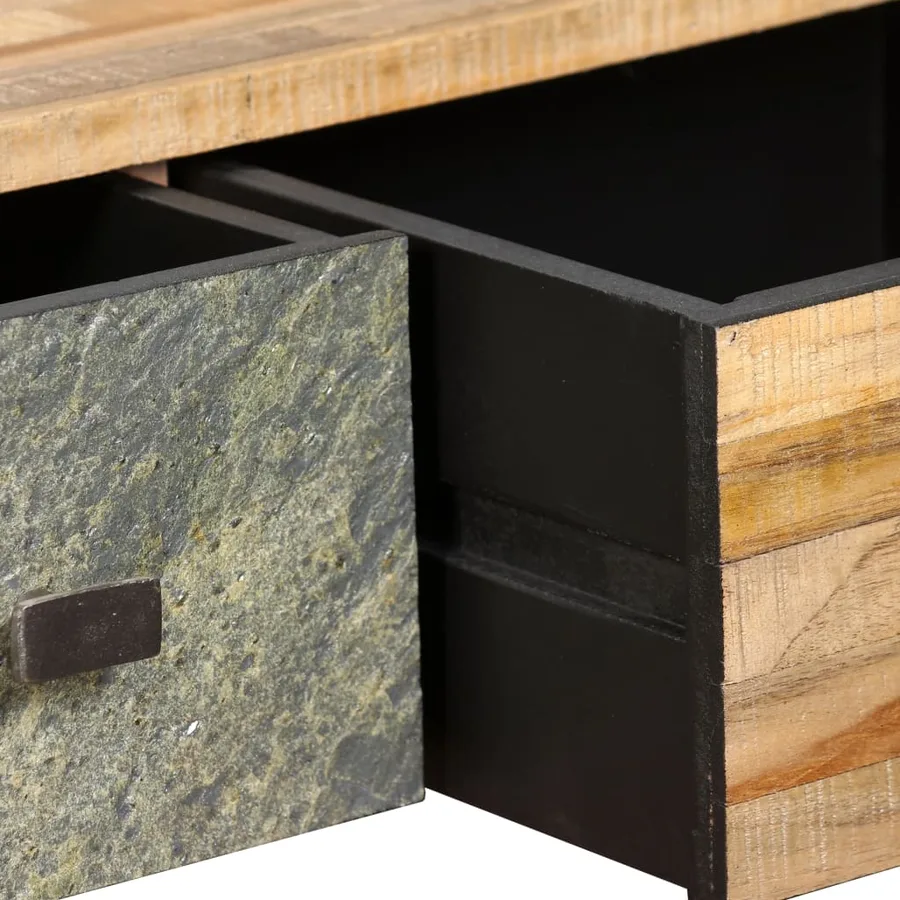 Table basse Teck de récupération massif 90x65x40 cm - 6