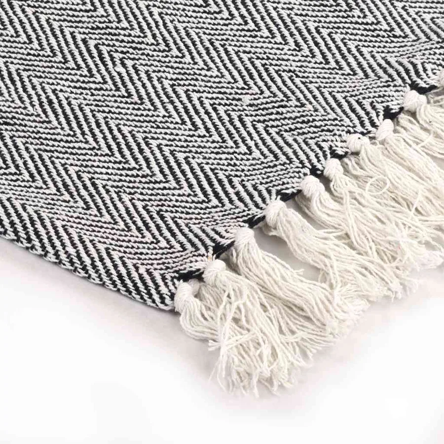 Couverture coton à chevrons 125x150 cm Bleu marine - 4