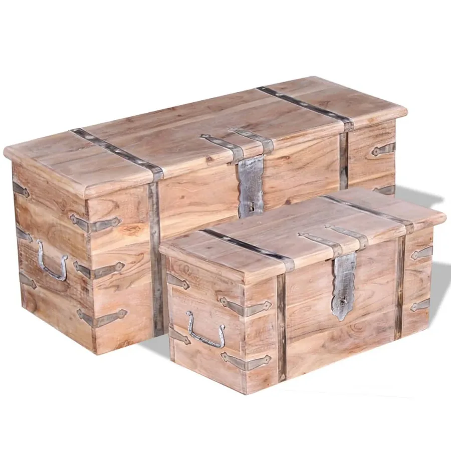 Ensemble de deux coffres de rangement Bois d'Acacia