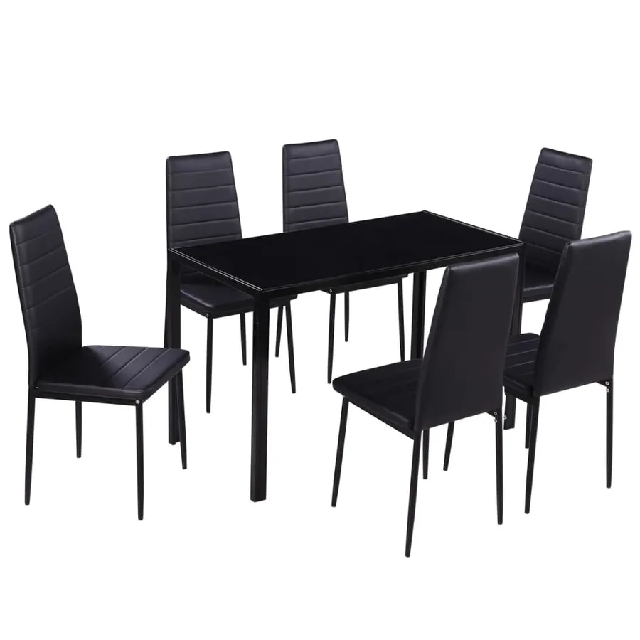 Ensemble de table à manger sept pièces noir - 2