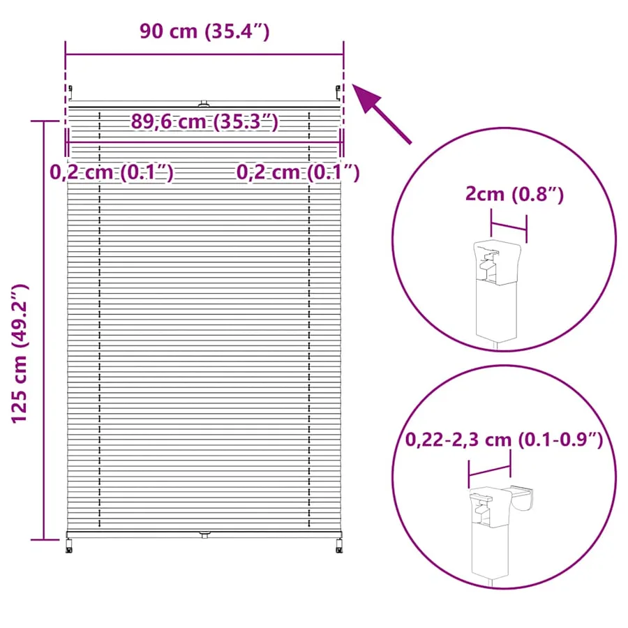 Store plissé 90x125 cm Crème - 10