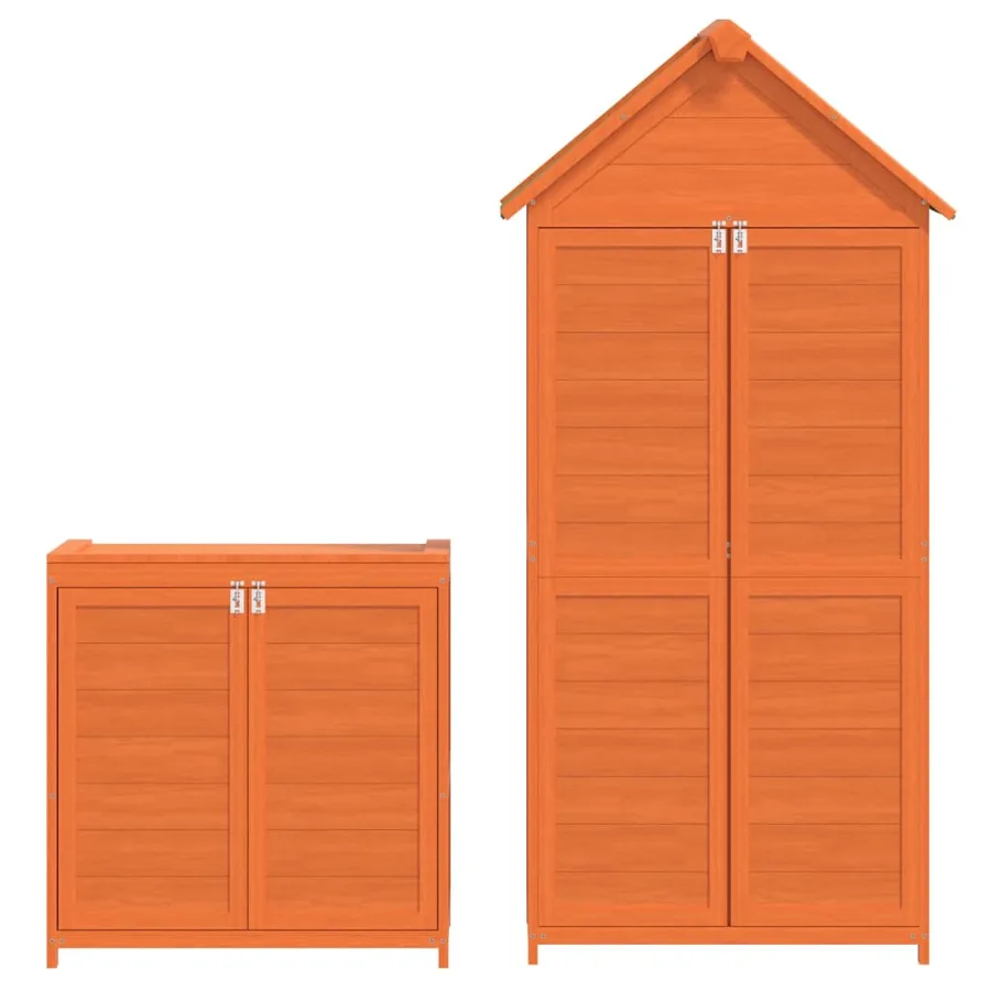 Ensemble de remise à outils de jardin 2 pcs marron pin massif - 7