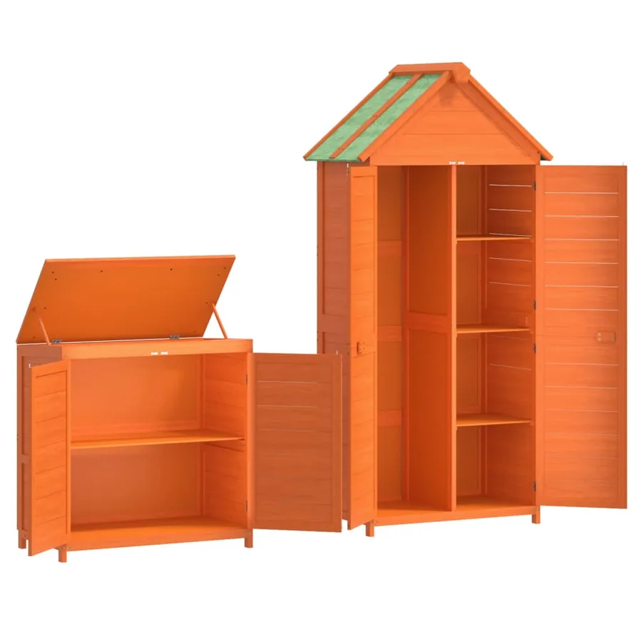 Ensemble de remise à outils de jardin 2 pcs marron pin massif - 8