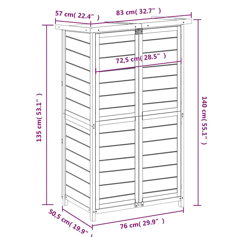 Abri à outils de jardin marron 83x57x140 cm bois massif pin - 8