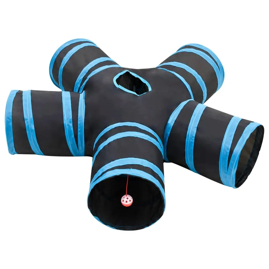 Tunnel pour chats à 5 voies Noir et bleu 25 cm Polyester - 3