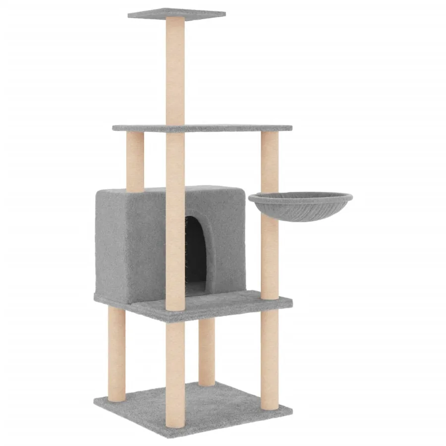 Arbre à chat avec griffoirs en sisal gris clair 132 cm - 2