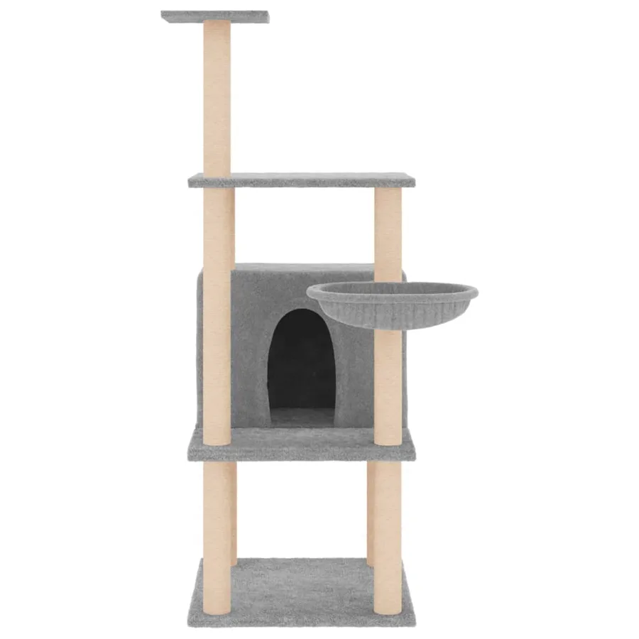 Arbre à chat avec griffoirs en sisal gris clair 132 cm - 3