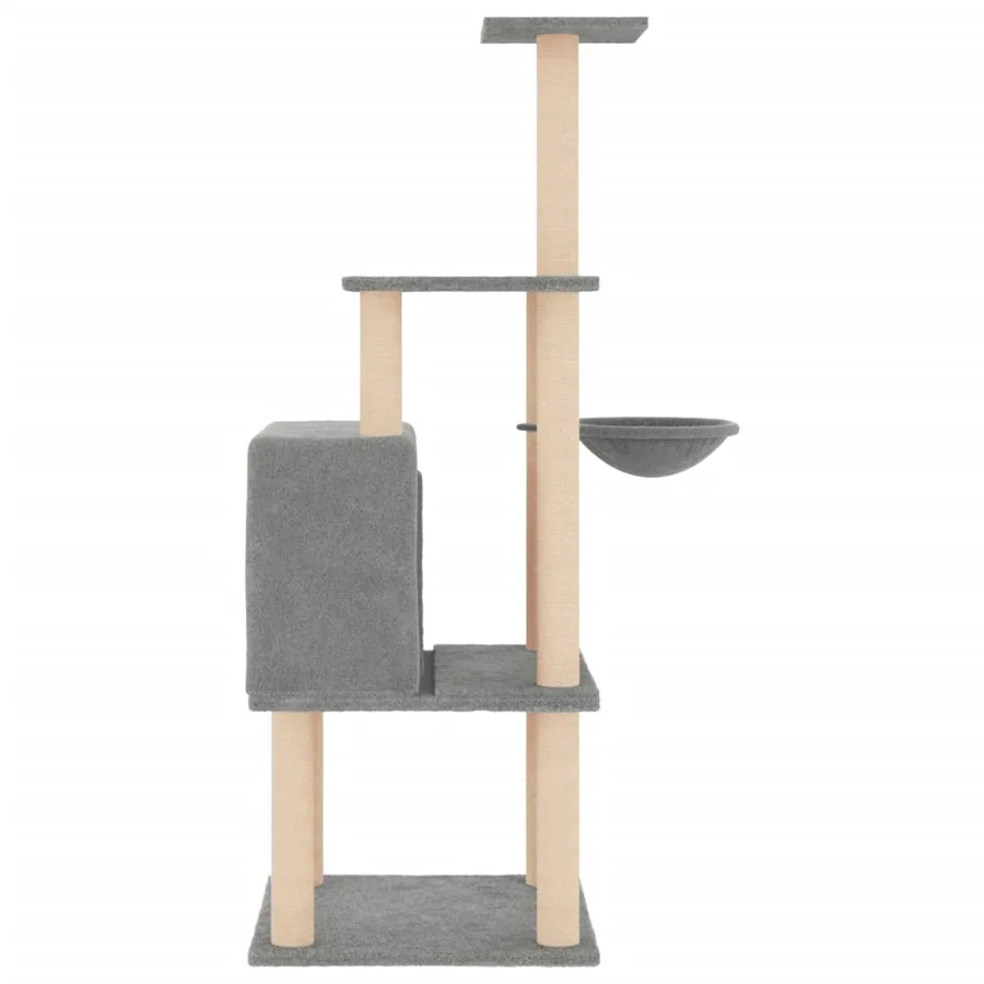 Arbre à chat avec griffoirs en sisal gris clair 132 cm - 4