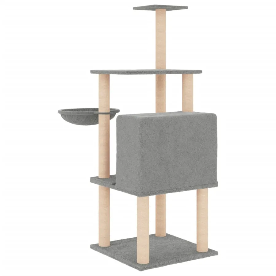 Arbre à chat avec griffoirs en sisal gris clair 132 cm - 5