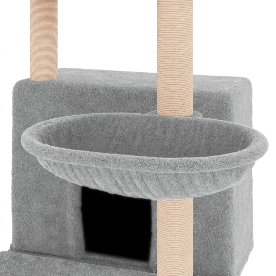Arbre à chat avec griffoirs en sisal gris clair 132 cm - 7