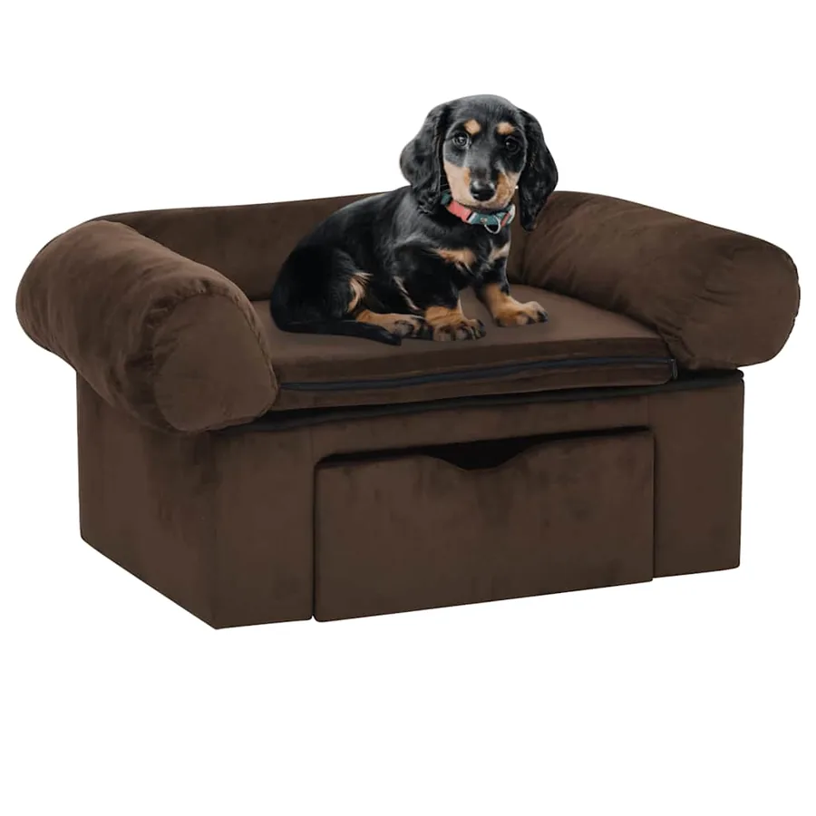 Canapé pour chien avec tiroir Marron 75x50x38 cm Peluche