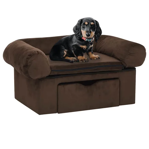 Canapé pour chien avec tiroir Marron 75x50x38 cm Peluche