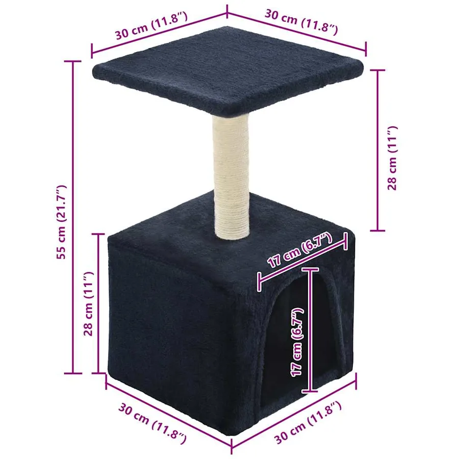 Arbre à chat avec griffoir en sisal 55 cm Bleu foncé - 7