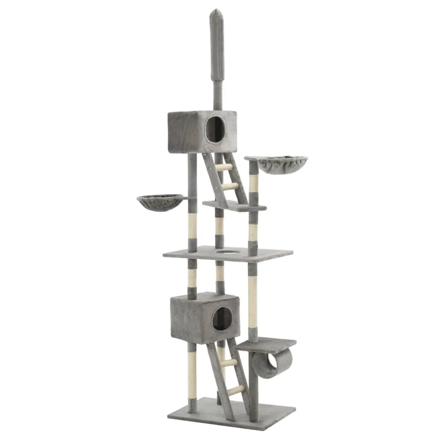 Arbre à chat avec griffoirs en sisal 230-260 cm Gris - 2