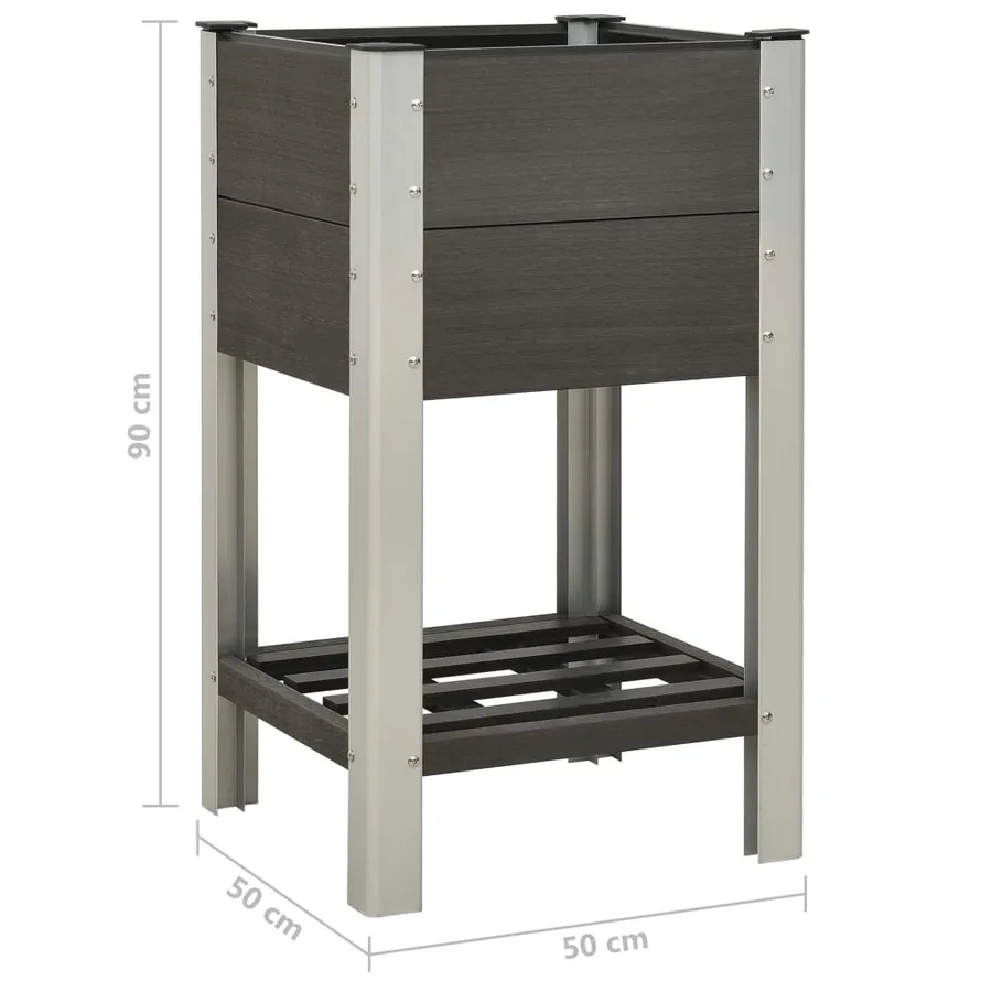 Lit surélevé de jardin avec étagère 50x50x90 cm WPC Gris - 5