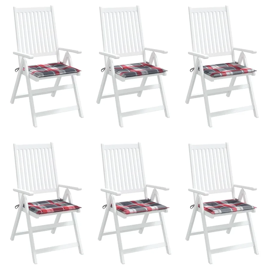 Coussins de chaise de jardin lot de 6 carreaux rouges 40x40x4cm - 7