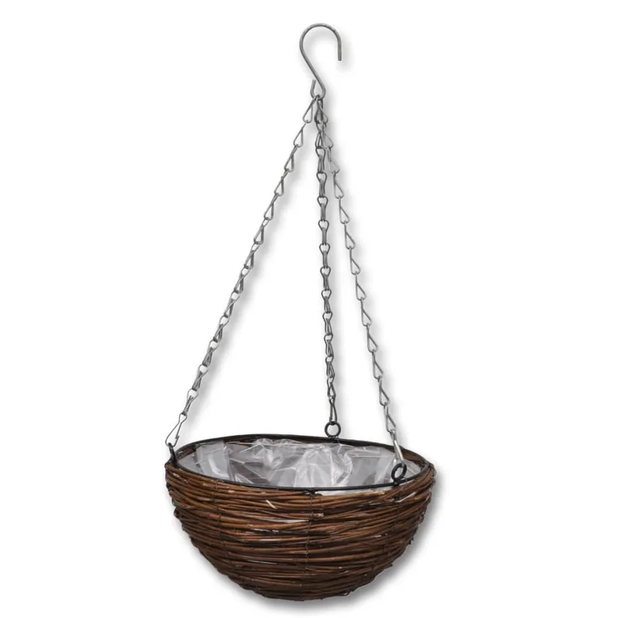 Lot de 4 Paniers Supsendus en Saule avec Fonds et Chaine Pendante - 2