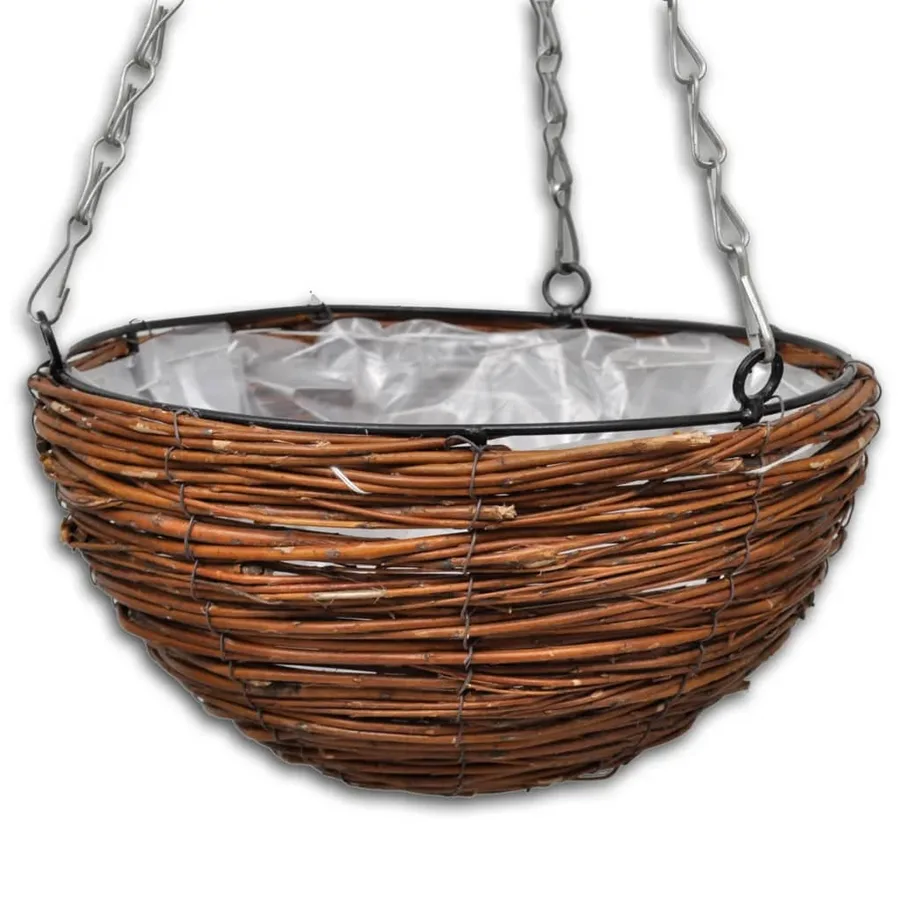 Lot de 4 Paniers Supsendus en Saule avec Fonds et Chaine Pendante - 3