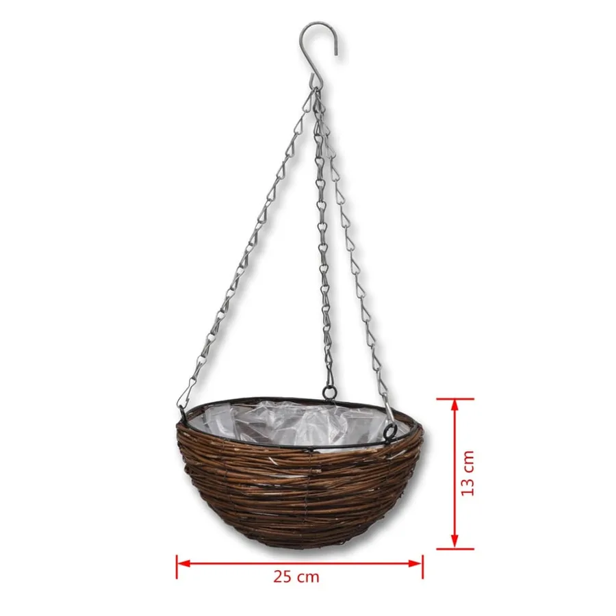 Lot de 4 Paniers Supsendus en Saule avec Fonds et Chaine Pendante - 6