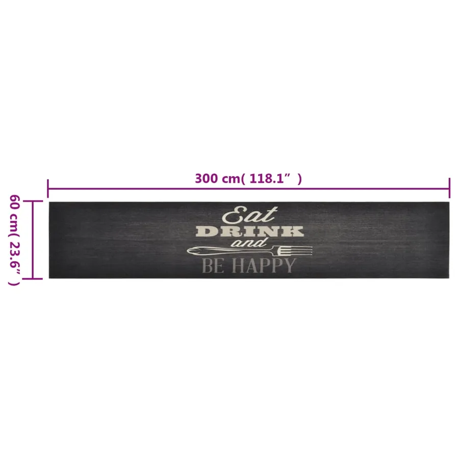 Tapis de cuisine lavable impression cuisine noir 60x300 cm - 5