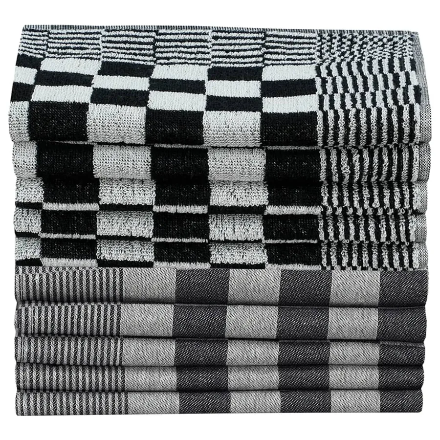 Ensemble de serviettes 50 pcs noir et blanc coton - 3