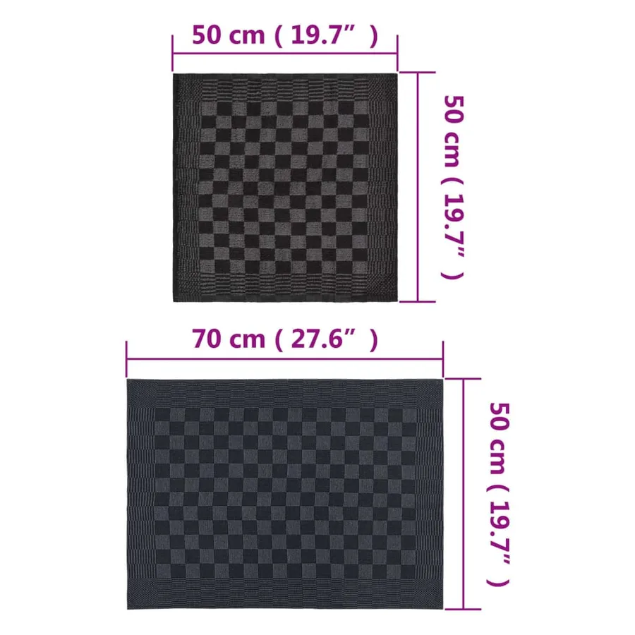 Ensemble de serviettes 10 pcs noir et gris coton - 11