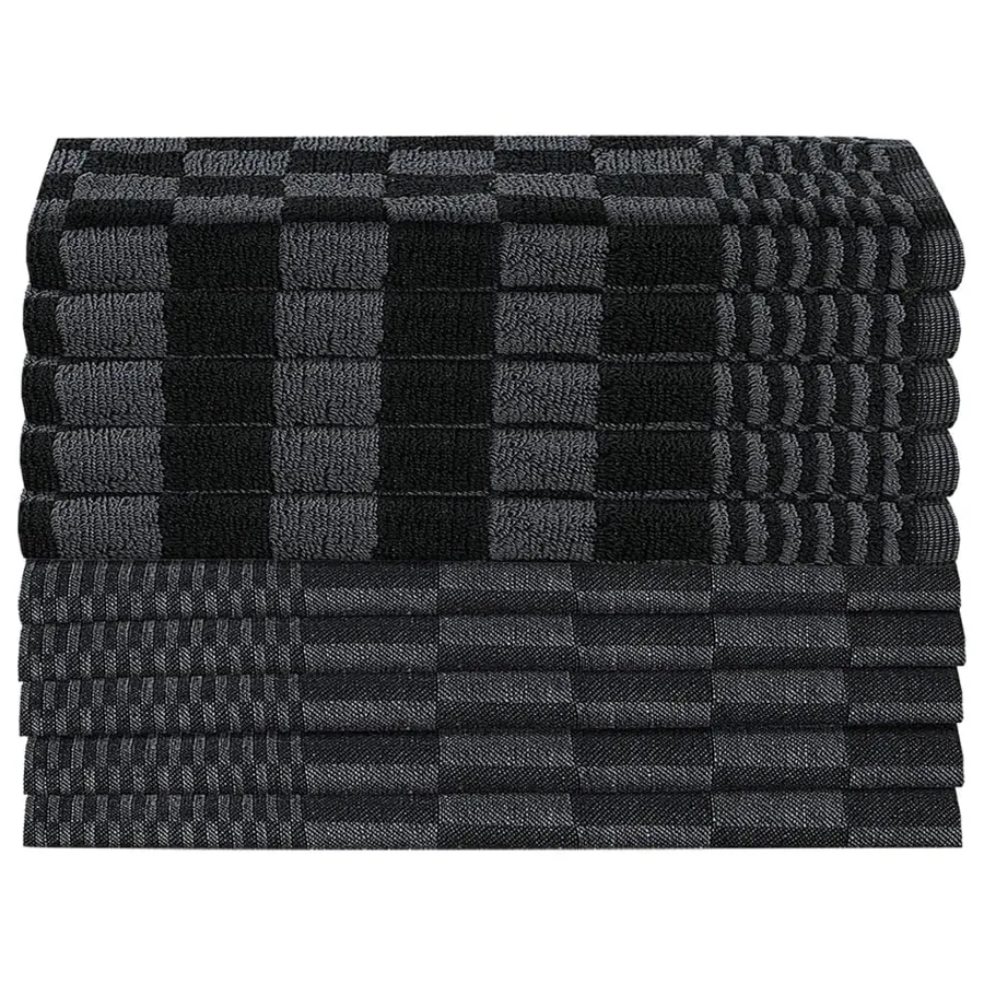 Ensemble de serviettes 10 pcs noir et gris coton - 3